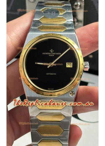 Vacheron Constantin Historiques 222 Super Clone 37MM Two Tone Casing Watch in Black Dial 