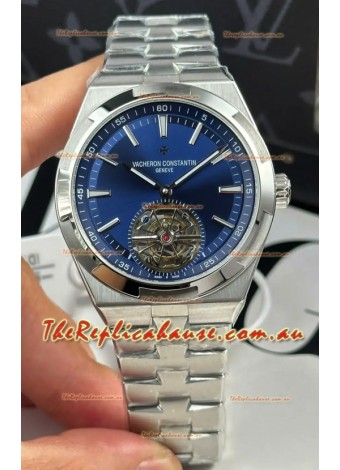 Vacheron Constantin Overseas Tourbillon Stainless Steel in Blue Dial Gold Strap 1:1 Mirror Replica