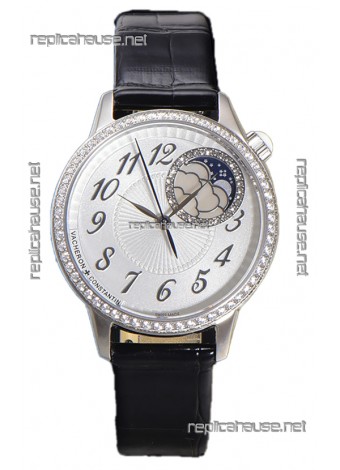 Vacheron Constantin Egerie Muse Moonphase 904L Steel Casing in White Dial Swiss Replica Watch 