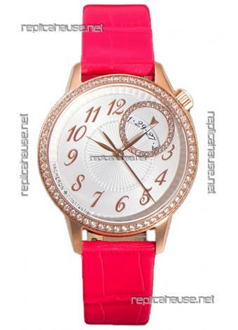 Vacheron Constantin Egerie Muse Rose Gold Casing in White Dial Swiss Replica