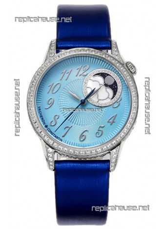 Vacheron Constantin Egerie Muse Moonphase 904L Steel Casing in Blue Dial Swiss Replica
