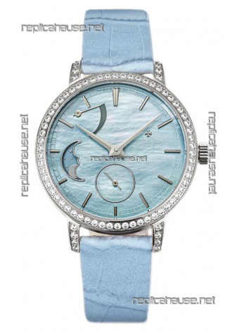Vacheron Constantin Traditionelle Moon Phase Blue Mother of Pearl Dial in Steel Case Swiss Replica