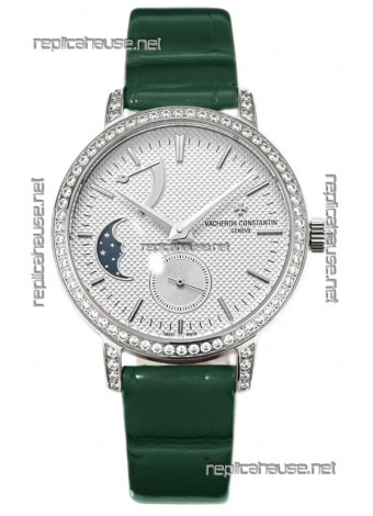 Vacheron Constantin Traditionelle Moon Phase White Dial in Steel Case Swiss Replica