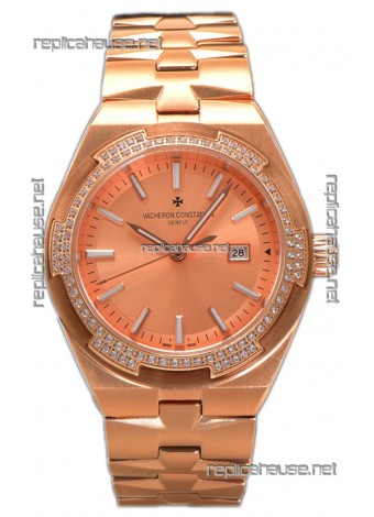 Vacheron Constantin Overseas Rose Gold Casing and Dial 35MM Swiss Replica Watch 