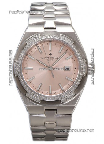 Vacheron Constantin Overseas Steel Casing Pink Dial 35MM Swiss Replica Watch 