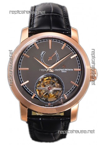 Vacheron Constantin Traditionelle 14-Day Tourbillon Grey Dial Rose Gold 1:1 Mirror Replica Watch 