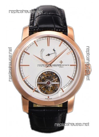 Vacheron Constantin Traditionelle 14-Day Tourbillon White Dial Rose Gold 1:1 Mirror Replica Watch 