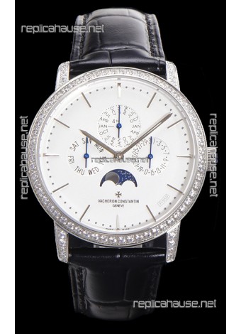 Vacheron Constantin Patrimony Perpetual Calendar Ultra-Thin White Gold White Dial Swiss Replica