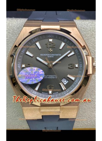 Vacheron Constantin Overseas 1:1 Mirror Replica 904L Rose Gold Steel  Watch in Grey Dial - Rubber Strap