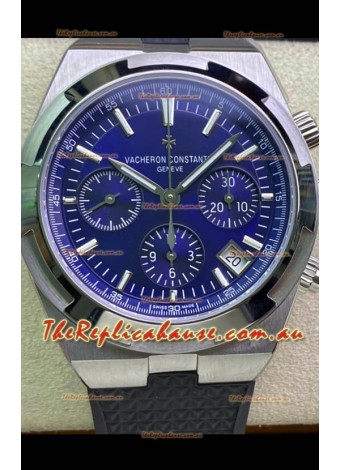 Vacheron Constantin Overseas Chronograph 904L Steel Blue Dial Swiss Replica Watch - Rubber Strap