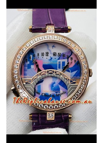 Van Cleef & Arpels Lady Arpels Pont des Amoureux in Rose Gold Purple Strap