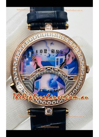 Van Cleef & Arpels Lady Arpels Pont des Amoureux in Rose Gold Dark Blue Strap