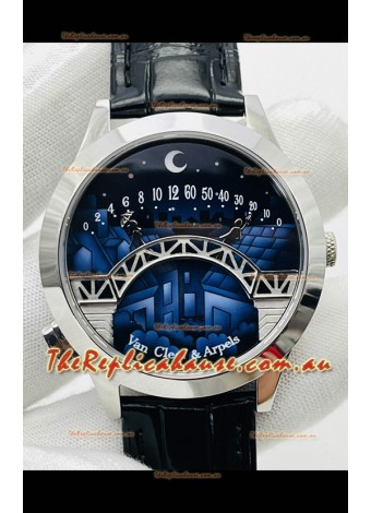 Van Cleef & Arpels Lady Arpels Pont des Amoureux in Stainless Steel Black Strap