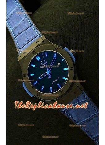 Hublot Big Bang Swiss Watch in PVD Casing - Blue Strap 44.5MM