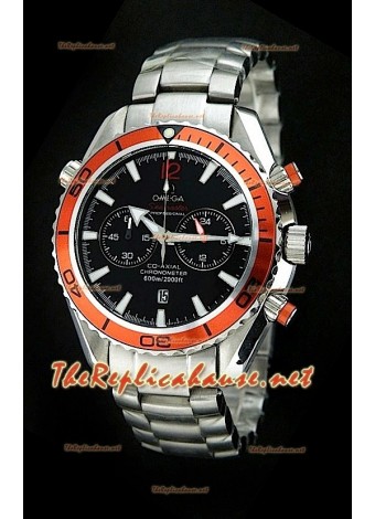 Omega Seamaster Planet Ocean Chronograph Japanese Watch in Orange Bezel