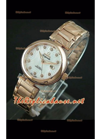 Omega Ladymatic Swiss Replica Watch in Pink Gold - 1:1 Mirror Replica
