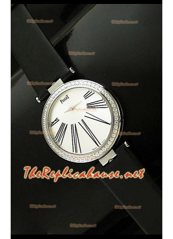 Piaget Altiplano Dial Time Swiss Quartz Watch in Black Leather Strap