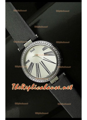 Piaget Altiplano Dial Time Swiss Quartz Watch in Grey Leather Strap