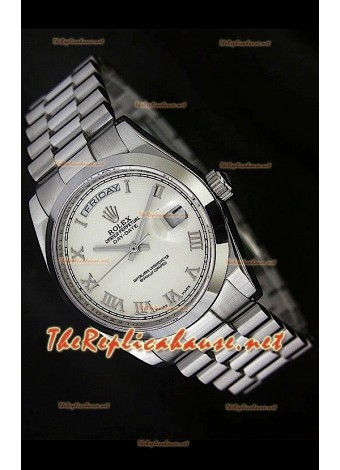 Rolex DayDate Swiss Replica Watch in White Dial