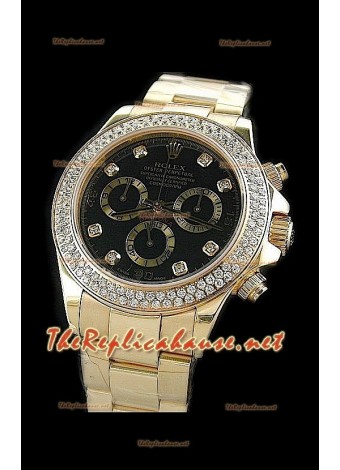 Rolex Daytona Swiss Watch in Gold with Diamonds Bezel