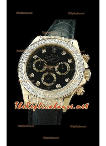 Rolex Daytona Swiss Watch in Gold with Black Dial