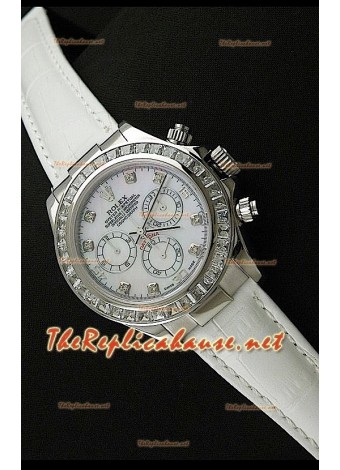 Rolex Cosmograph Daytona 7750 Movement Swiss Watch in White Leather Strap