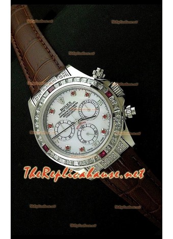 Rolex Cosmograph Daytona 7750 Movement Swiss Watch in Brown Leather Strap