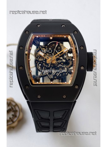 Richard Mille RM055 FREE SPRUNG MVMNT Black Ceramic Rose Gold Inner Bezel Super Clone Watch 