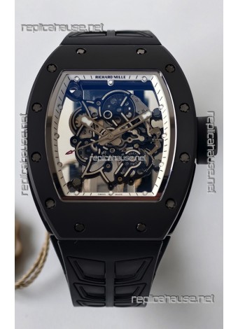 Richard Mille RM055 FREE SPRUNG MVMNT Black Ceramic White Inner Bezel Super Clone Watch 