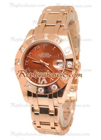 Datejust Rolex Swiss Wristwatch in Rose Gold and Brown Dial - 36MM ROLX-20101367