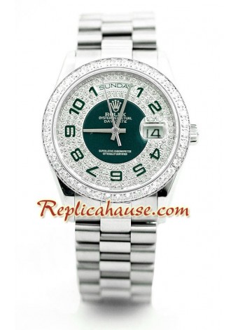Rolex Day Date Diamonds Paved 50th Anniversary Dial Wristwatch ROLX493