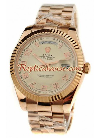 Rolex Day Date Pink Gold Swiss Wristwatch ROLX506