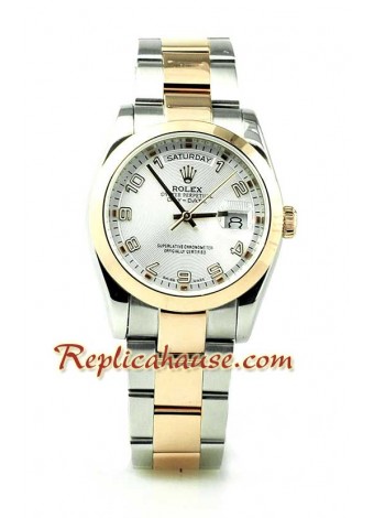 Rolex Day Date Two Tone Pink Gold Swiss Wristwatch ROLX173