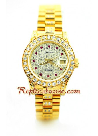 Rolex Datejust Ladies Gold - Diamonds Dial Wristwatch ROLX341