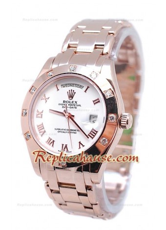 Rolex Day Date Diamond Bezel Rose Gold Swiss Watch