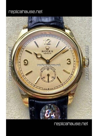 Rolex 1908 Perpetual in Yellow Gold Casing Gold Dial Swiss Replica Watch 