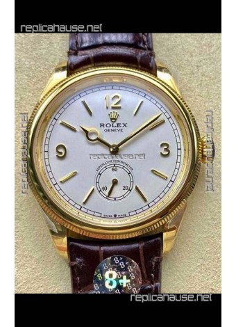 Rolex 1908 Perpetual in Yellow Gold Casing White Dial Swiss Replica Watch 