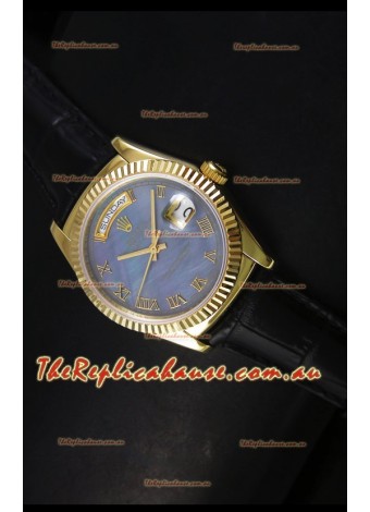 Rolex Day Date 36MM Yellow Gold Swiss Replica Watch - Blue MOP Dial