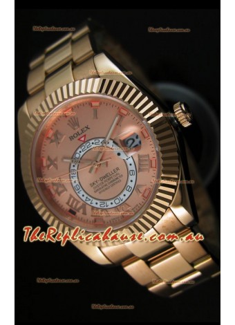 Rolex Sky-Dweller 18K Rose Gold Watch in Salmon Dial Roman Numerals