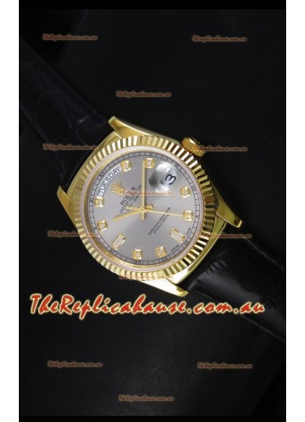 Rolex Day Date 36MM Yellow Gold Swiss Replica Watch - Grey Dial