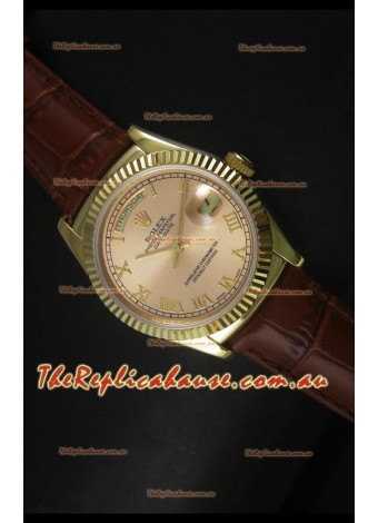 Rolex Day Date 36MM Yellow Gold Swiss Replica Watch - Champange Dial