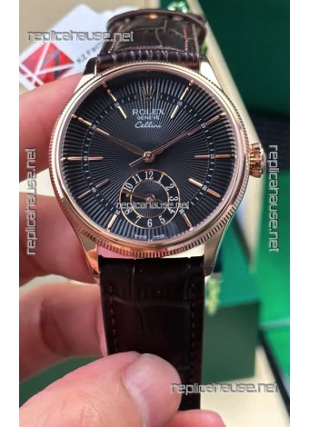 Rolex Super Clone Cellini 50525 Black Guilloche Dial Rose Gold Super Clone Watch 