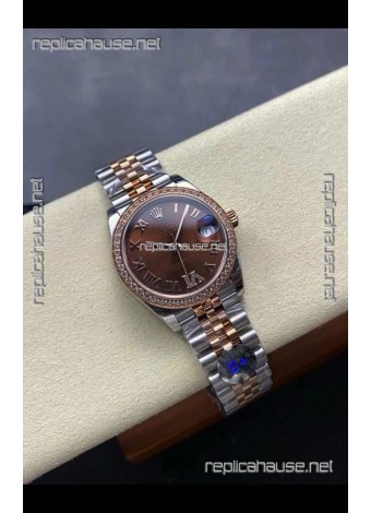 Rolex Super Clone Datejust 31MM Brown Dial Rose Gold Super Clone Watch 