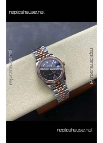 Rolex Super Clone Datejust 31MM Black Dial Rose Gold Super Clone Watch 