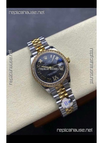 Rolex Super Clone Datejust 31MM Black Dial Yellow Gold Super Clone Watch 