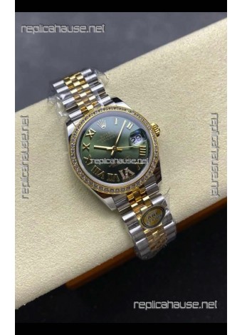 Rolex Super Clone Datejust 31MM Green Dial Yellow Gold Super Clone Watch 