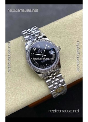 Rolex Super Clone Datejust 31MM Black Roman Dial Jubilee Super Clone Watch