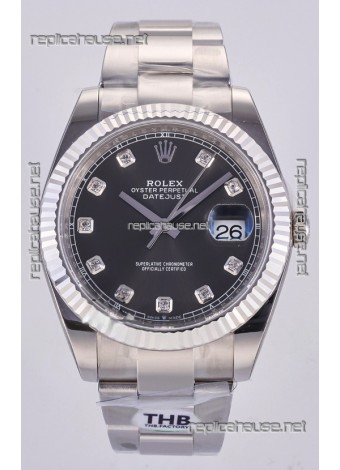 Datejust Super Clone 126334 Grey Diamonds Dial 41MM FREE SPRUNG MVMNT 3235 Watch 