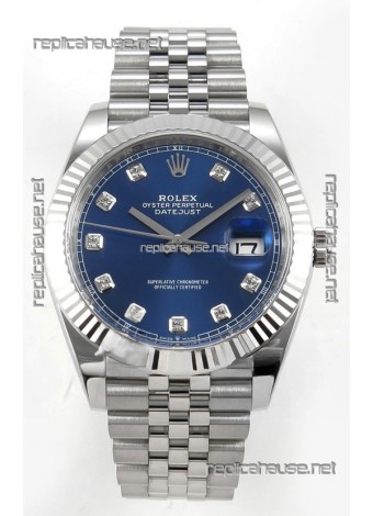 Datejust Super Clone 126334 Blue Diamonds Dial 41MM FREE SPRUNG MVMNT 3235 Watch 