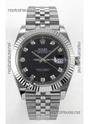 Datejust Super Clone 126334 Black Diamonds Dial 41MM FREE SPRUNG MVMNT 3235 Watch 